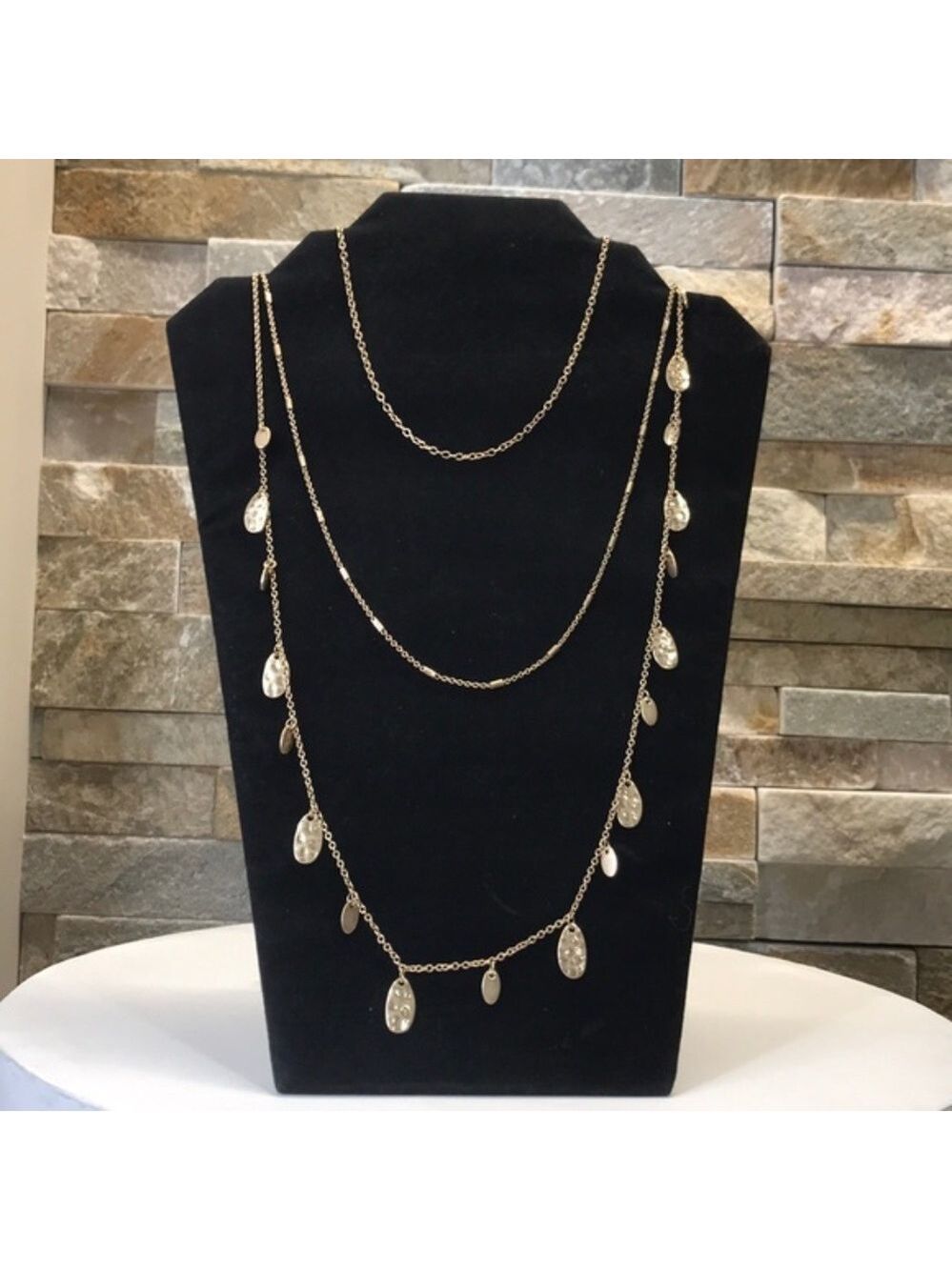 💎💎💎Canvas Goldtone Multi-Strand Necklace